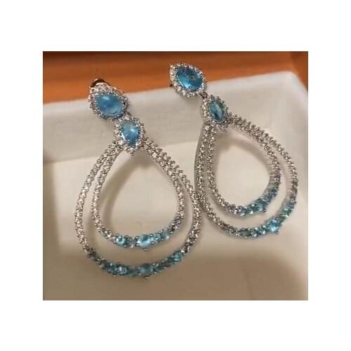 EYER Unique Double Large Drop Charm Indian Earrings For Women Wedding Party Luxury Drop Zircon Earrings anillos grandes de mujer