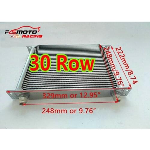 30 ROW Silver AN10 Universal Aluminum Engine Transmission Oil Cooler Mocal Style OilCooler & 7" Electric Fan