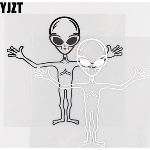 YJZT15.4X14.2CM Alien Car Stickers Alien Alien Space Vinyl Decal Ufo Black / Silver 10A-0176