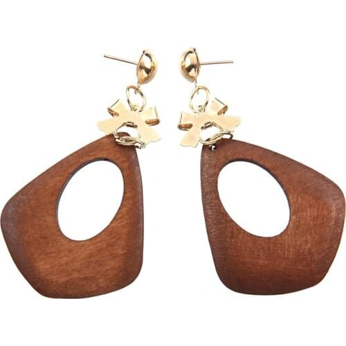 YULUCH 2018 Wood Earring Brown Geometric Stud Earrings For Women Bohemia style Fashion Jewelry For Party Gift Weding Gift