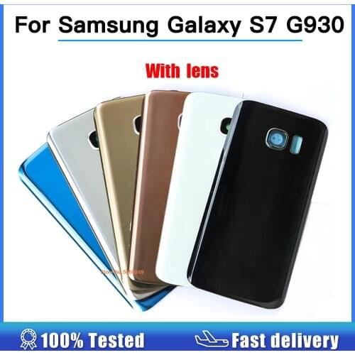 Back housing For SAMSUNG Galaxy S7 G930F Back Glass Battery Cover Rear Door Housing Case over With Lens Replacement Parts for s7