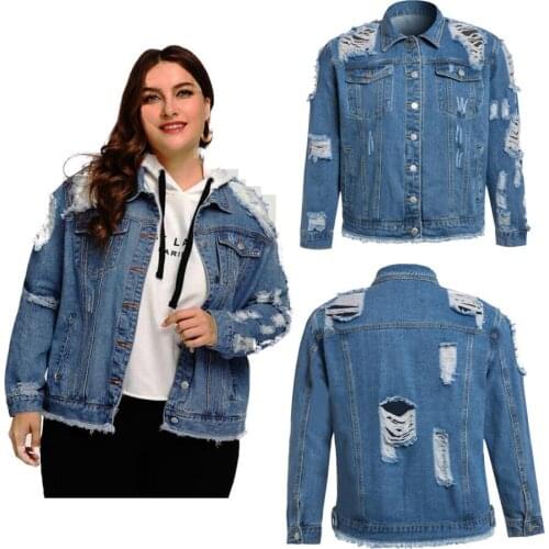 2020 New Denim Holes Jacket Women Plus Size XXXL Fashion Simplicity Hole Female Jacket High Quality