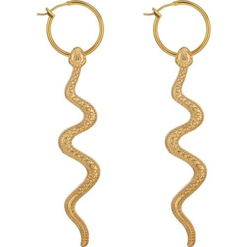 Fashion New vintage metal long Snake Earrings Ear clasp women simple jewelry wholesale