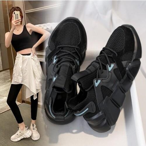 New Women Chunky Sneakers Platform Fashion Spring Breathable Comfort Running Casual Couple Sport Shoes White Plus Size 35-44