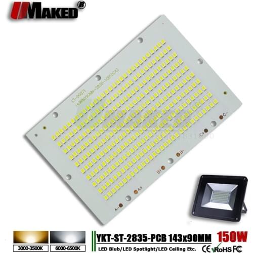 150W 143x90mm SMD2835 LED Flood Light PCB Plate Light Source Heatsink LED Aluminum PCB Panel Borad for Outdoor lights lamps DIY