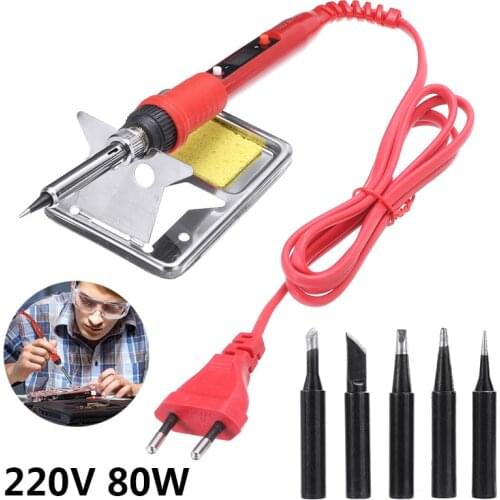 220V LCD Digital Display Electric Soldering Iron Kit 80W Adjustable Temperature With Solder Tip Eu Plug Welding Equipment Set