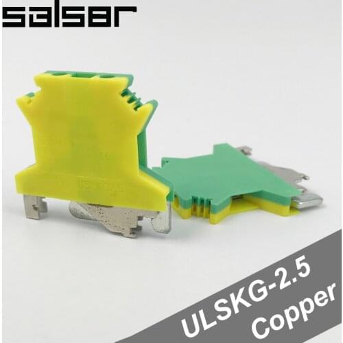 50PCS) Terminal blocks USLKG-2.5 Universal DIN Rail Mounted lug plate Wiring row connection copper 0.2-2.5mm2