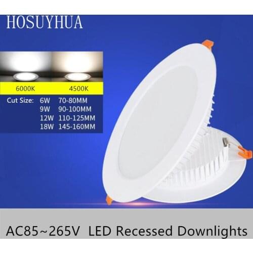 7W 9W 12W 15W 18W Round Recessed Lamp AC 220V Down Light Home Decor Bedroom Kitchen Indoor Spot Lighting