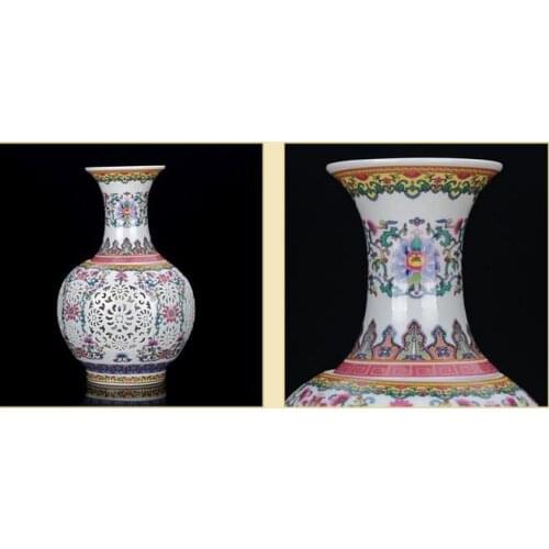Antique porcelain vase,Hand Painted Hollow Carved bottle, crafts,Decoration,Collection&Adornment,Free shipping