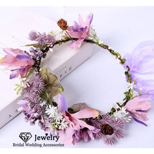 CC Romantic Crown Women Accessories Wedding Flower Hairbands Engagement Hair Ornaments Bridal Hairwear Leaf Party Garlands 58447