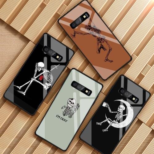 A living skull Tempered Glass Case For Samsung S8 S9 S10 S20 J6 Plus S10LITE Note 8 9 10 J4 J6 J8 2018