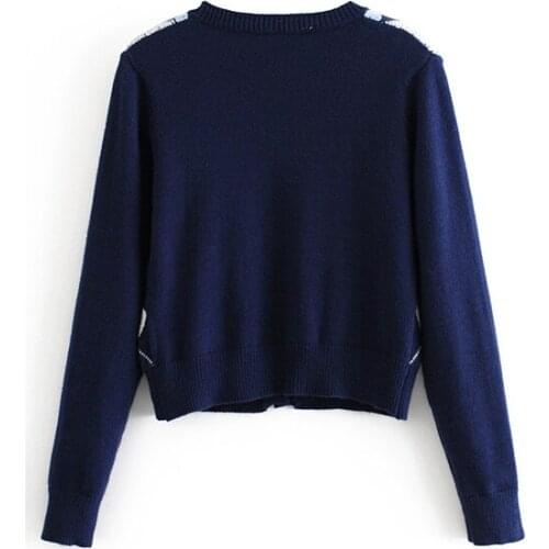 Chu Sau beauty Autumn Winter Wear Office Lady Chic Plaid Printed Loose Sweaters Women Knitted Cardigans Elasticity Warm Tops