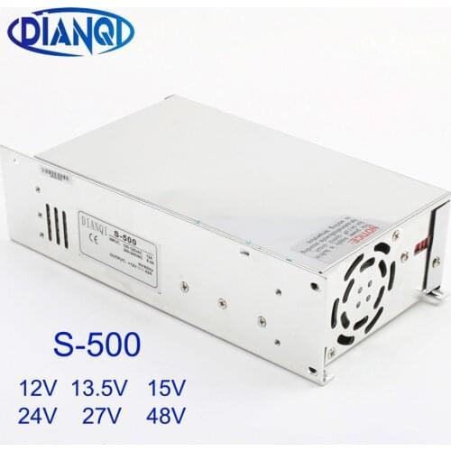 DIANQI S-500W 12V 13.5V 15V 24V 27V 48V Single Output Switching power supply for LED Strip light AC DC transformers led driver