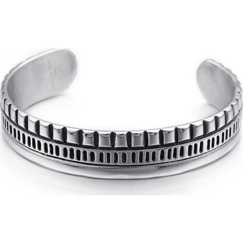 European and American trend minimalism black irregular titanium steel bracelet jewelry