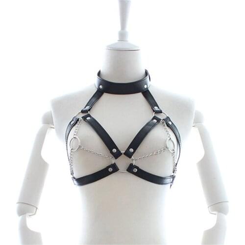 Leather Belt Neck Collar BDSM Bondage Lingerie Bra Couples Sex Toys For Woman Slave Fetish Restraints tools Erotic Clothes