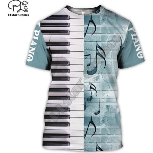 PLstar Cosmos 3DPrint Music Musical Instrument Piano Harajuku Streetwear Funny Casual Unisex Men/Wonmen Tshirts Short Sleeve-1