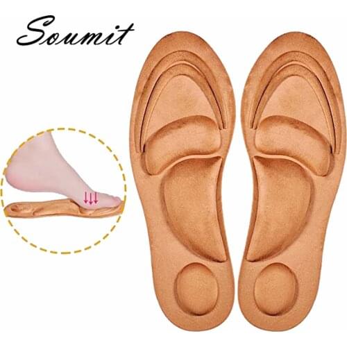 Soumit 4D Sponge Shoe Insoles Women Men Shoe Inserts Flat Foot Arch Support Breathable Comfort Massage Insoles High Heel Cushion