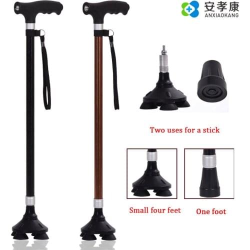 2021 New Old Man Walking Stick Telescopic Canes T Handle Baston Elder Stable Crutch No Slip Pole Folding Hiking Elderly Walk