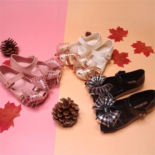 New Style Summer Childrens Mini Melissa Girls Bowknot Non-slip Sandals Princess Fish Mouth Beach Shoes HMI06301