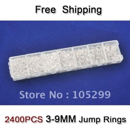 Wholesale Lot 2400pcs 3-4-5-6-7-8-9mm 925 Sterling Silver Components 925 silver jewelry findings jump rings a box