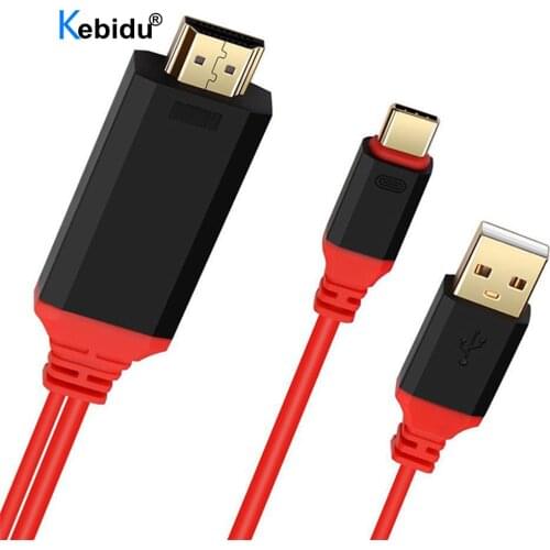 USB Type C 3.1 to HDMI-compatible Cable Adapter 4K USB C Converter with USB Power Port for Samsung Galaxy S8 S9 Huawei Mate 10