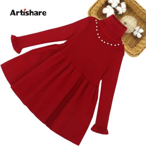 Dress For Girls Thick Warm Girls Sweater Dress Casual Style Kids Dresses Spring Autumn Girls Costumes Kids 6 8 10 12 14