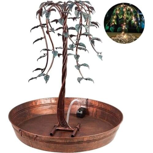 Wrought Iron Simulation Willow Statue Fountain Light Creative Garden Statue Patio Fountain Outdoor Landscape Garden Art