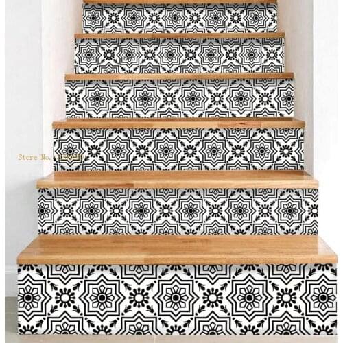Various Patterns Black Stair Riser Peel Sticker Vinyl Decal Self Adhesive Waterproof DIY Home Decor-Pack 6 Strips YT6264