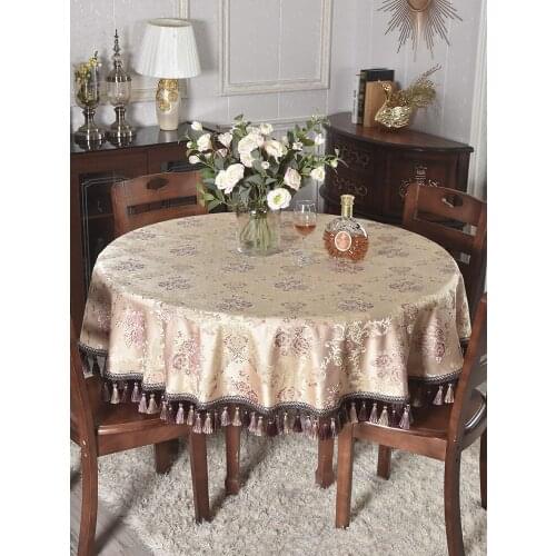 European-Style Luxury Red Wedding Big round Table Mahogany Table Tablecloth Turntable Fabric round rectangular tapete mantel