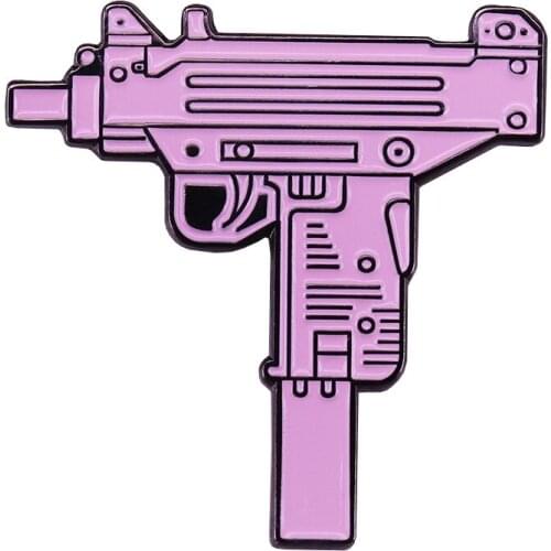 Retro pink gun badge charm flair addition