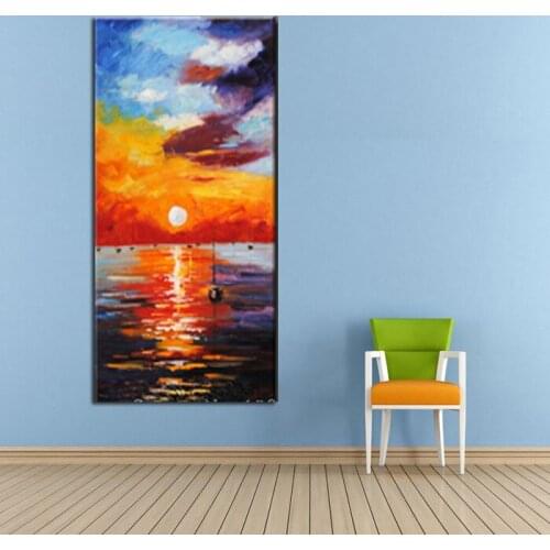 Hand Painted On Canvas Knife Oil Painting Beautiful Sunset For Living room Wall Art Home Decor Modern Abstract Picture