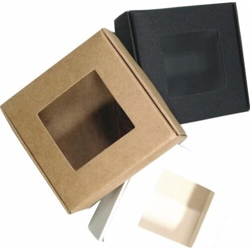 7.5x7.5x3cm Foldable Kraft Paper Package Box Crafts Arts Storage Boxes Jewelry Paperboard Carton for DIY Soap Gift Packaging W