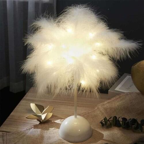 LED Feather Night Lights Creative Romantic Table Lamp Dormitory for Home Living Room Bedroom Party Decoration Lighting Luminaire