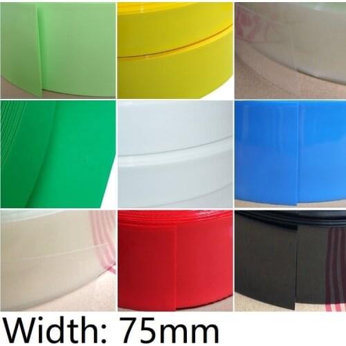Width 75mm PVC Heat Shrink Tube Dia 48mm Lithium Battery Insulated Film Wrap Protection Case Pack Wire Cable Sleeve Colorful