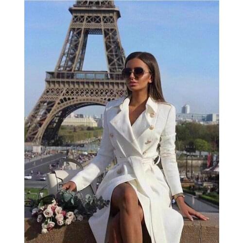 New Womens Trench Sexy Double Breasted Suit Collar Slim Windbreaker Women Clothing Fashion Trench Coats Casual Outerwear