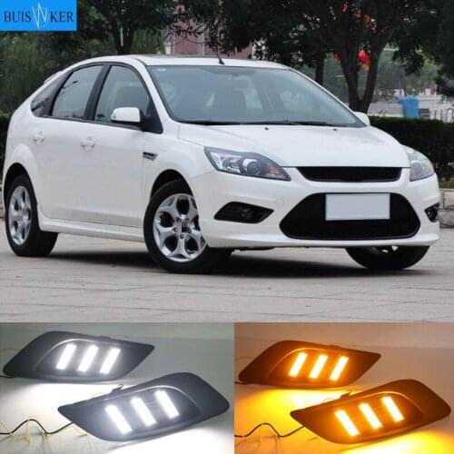 Turn Signal 2Pcs/set Waterproof LED Daytime Running Light DRL For Ford Focus Sedan 2009-2013 Fog Lamp Modify Fog Head white Lamp