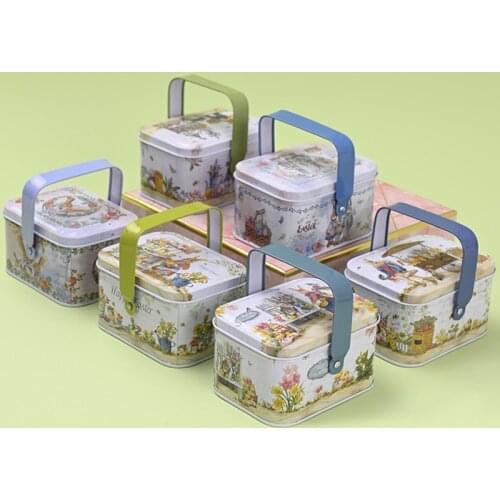 Vintage Small Suitcase Candy Gift Storage Tin Earphones Box Small Suitcase Chocolate Cookie Party Storage Supplies