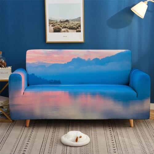 Landscape painting Magic Elastic Sofa Cove For Corner Living Room Lines Couch Cover Non-slip Magic Sofa Cover Home Textiles