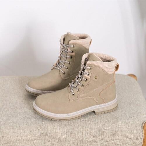 Yomior Big Size 41 42 Casual Women Shoes Autumn Winter Lace-Up Round Toe Vintage Ankle Wedges Boots Warm Plush Platform Boots