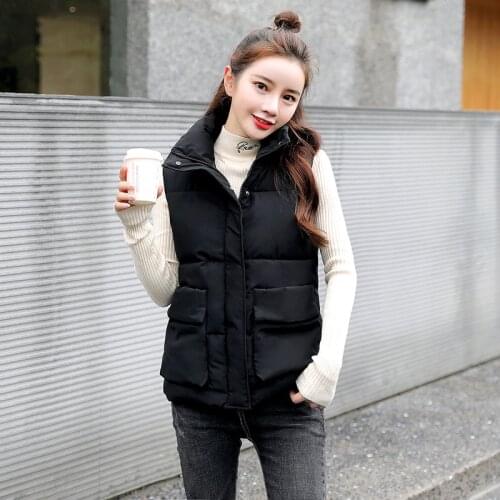 2021 New Womens Solid Sleeveless Autumn New Keep Warm Winter Vest Coat Women Stand Collar Fashion Vest Winter Waistcoat