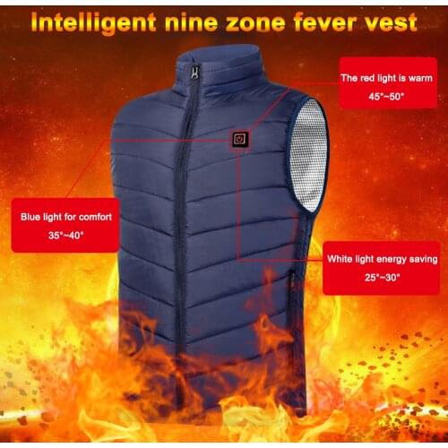 Smart Heated Jacket Fashion Men Intelligent USB Charging Electric Waistcoat Zipper Heating Thermal Vest Winter Warm Clothes