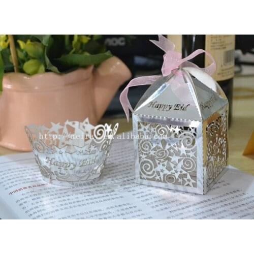 120pcs star party candy boxes and star cupcake wrappers for Happy Eid decorations ,happy eid favors
