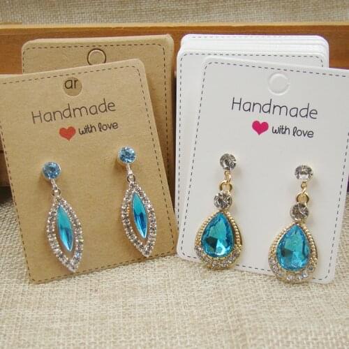 200pcs per lot White /kraft handmade with love paper stud earring dispaly card for earring packing show card