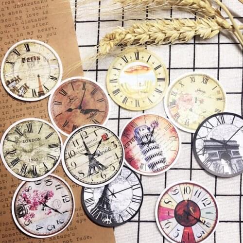 21pcs DIY Diary Handbook Ancient Roman Clock and Watch Plate Euro-American Retro-tn Material Sticker/ journal stickers