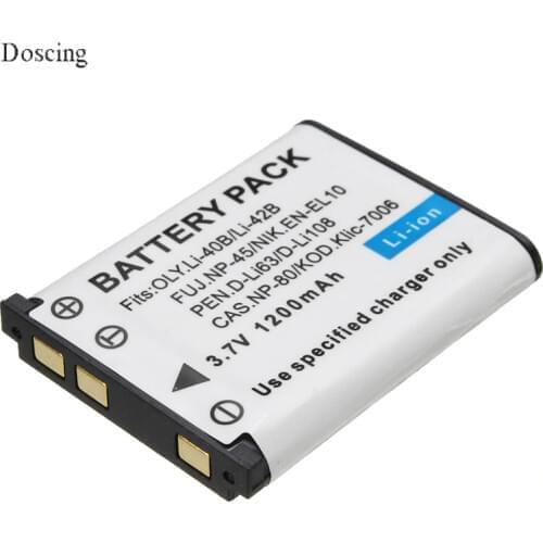 3.7V 1.2Ah Li-40B Li-42B Li 40B 42B Li40B Rechargeable Camera Battery for Olympus Li-42B Pentax D-Li63 Fuji NP-45 Nikon EN-EL10