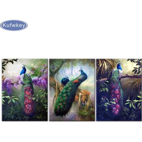 3pcs/set,Diamond Embroidery,Peacock,Animal,Diamond Painting,Flower,Full,Rhinestone,Diamond Mosaic,Cross Stitch kit