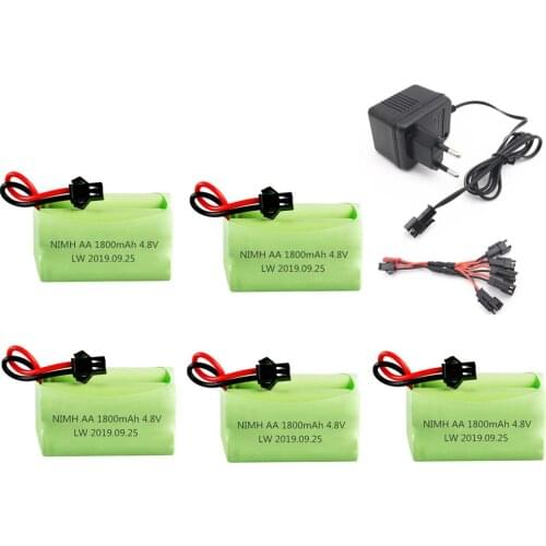 4.8v 1800mah NiMH Battery + 4.8v Charger For Rc toys Cars Boats Guns Tanks Robots NI-MH 4* AA 4.8v Rechargeable Battery Pack