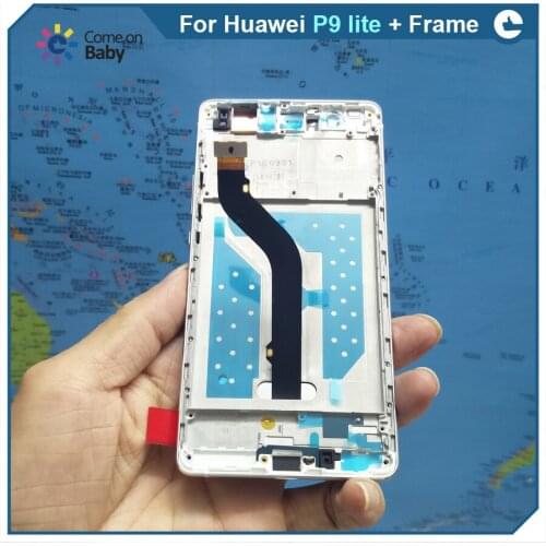 AAA+ quality For Huawei P9 lite LCD Display + Touch Screen Digitizer Glass Assembly with Frame for huawei G9 p9lite screen
