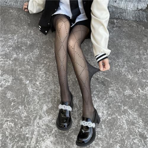 Flower Crystal Diamond Lingerie Fishnet Body Stocking Womens Korean Version Sexy Sweet Nylon Black Seamless Sheer Pantyhose