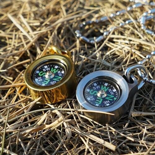 COO YOO Titanium Alloy Brass Mini Edc Compass Outdoor Camping Fluorescent